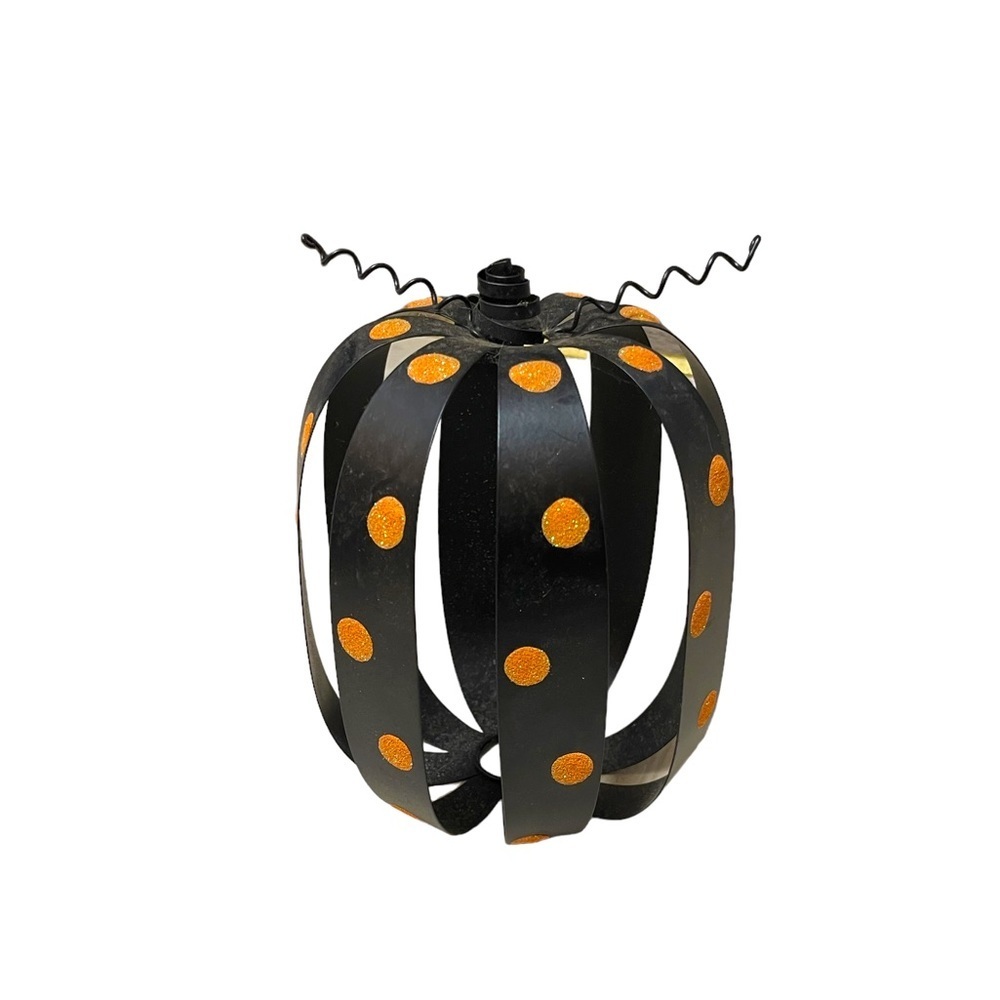 Metal polka dot pumpkin decor